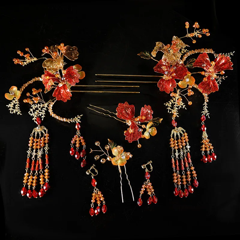 Xiuhe غطاء الرأس الزفاف النمط الصيني 2025 جديد أحمر بسيط أنيق الزفاف الإيجابي وغطاء الرأس المتقدم