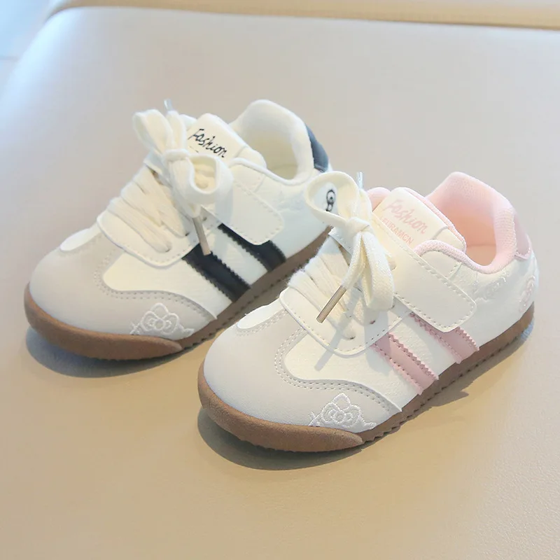 

Boys Girls Casual Sneakers Children Breathable Anti-skid Soft Sole Shoes Kids Hook and Loop Slip on Comfort Thick Flat Shoes