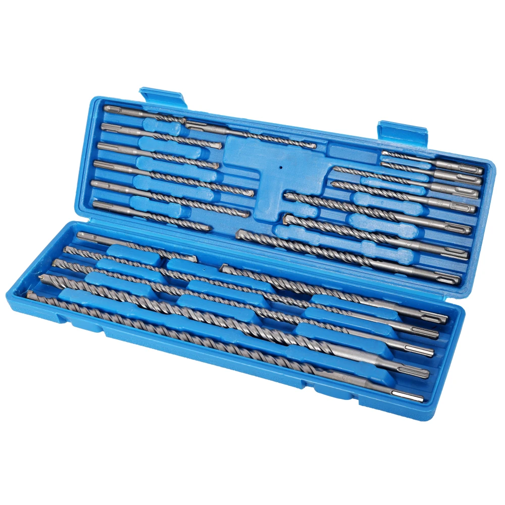 

20pcs Impact Hammer Drill Bit Set,SDS Plus Drill Bit Set, Carbide Tipped,with Storage Case for Concrete, Stone, Brick
