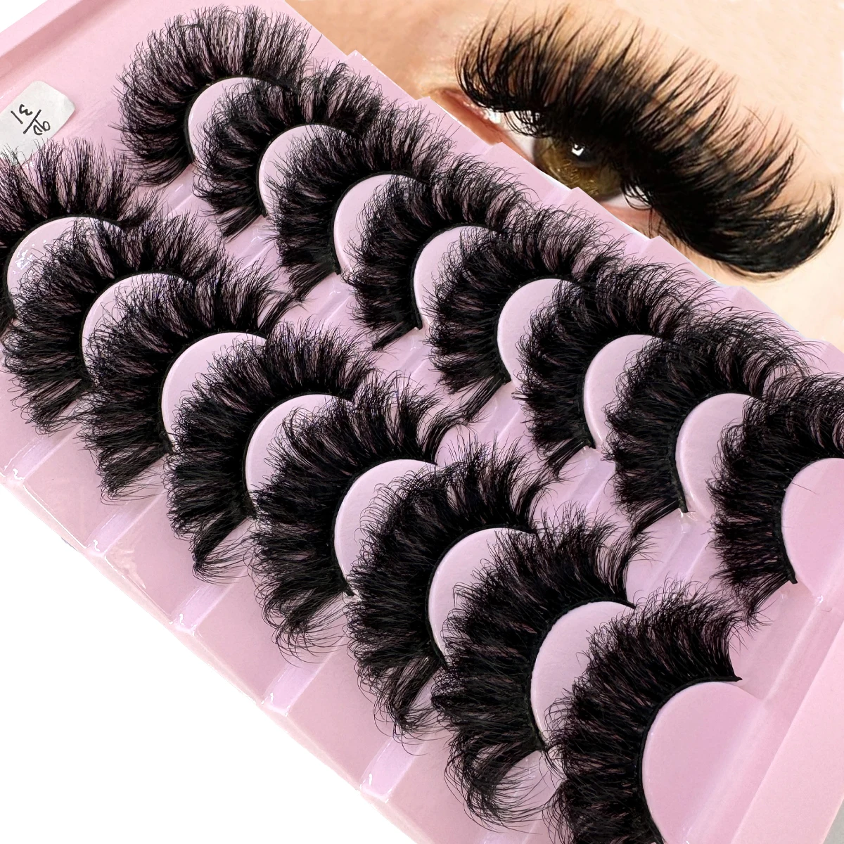 8Pairs Mink Lashes Fluffy 25mm Thick Big Strip Lashes Faux Mink Long False Eyelashes Volume Wispy Cat Eye Dramatic Eyelashes