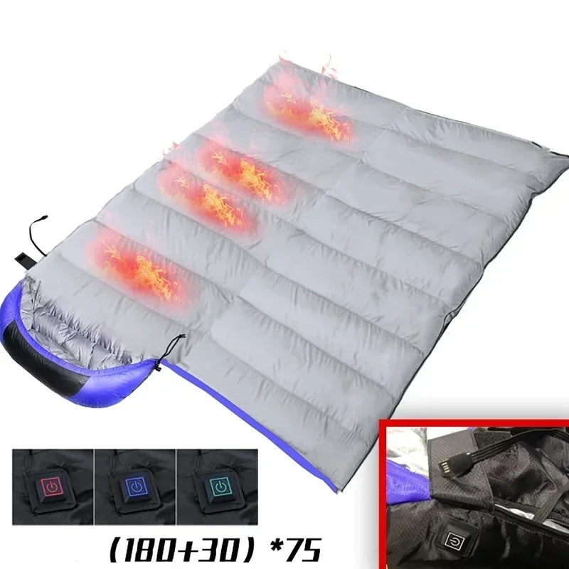 4Area Winter Camping Sleeping Bags Down Cotton Bags USB Heated 3Gear Ultralight Outdoor Camping Mattress Thermal Pad Heating Bag