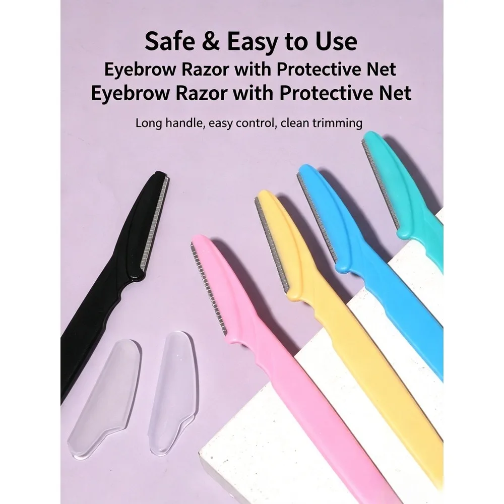 Portable Eyebrow Razors, Precision Facial Hair Trimmer Shaver for Eyebrow Shaping, 5 Pack, Random Colors