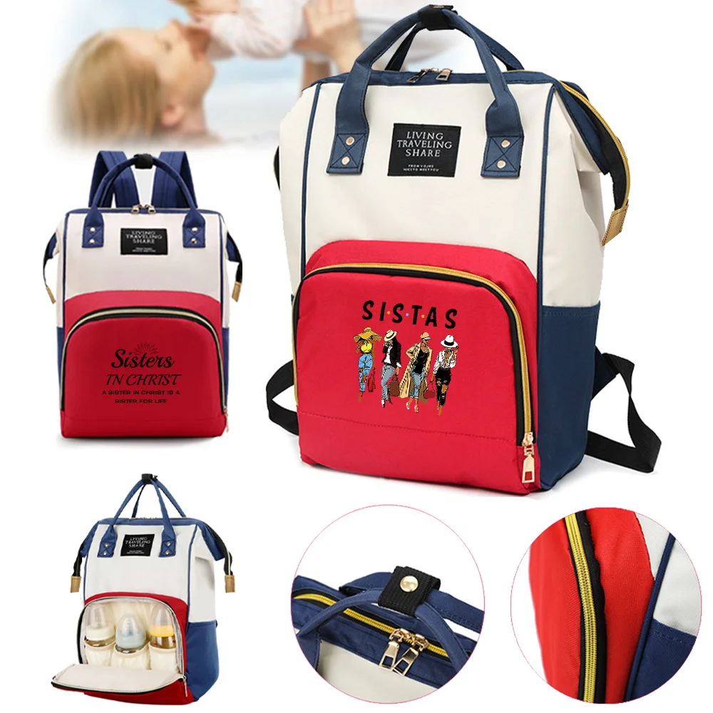 

Multi-function Mommy Bag Large Capacity Travel Organizer Bags Diaper and Bottle Storage Waterproof Backpack Print Sister Pattern