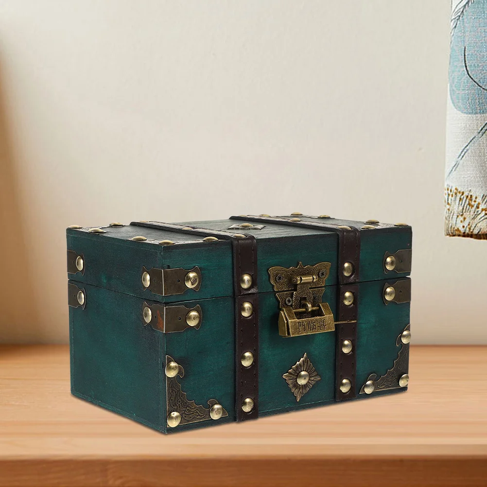 

Sturdy Wooden Keepsake Box with Lock Vintage Design for Organizing Small Items Retro Style Storage Chest Decor