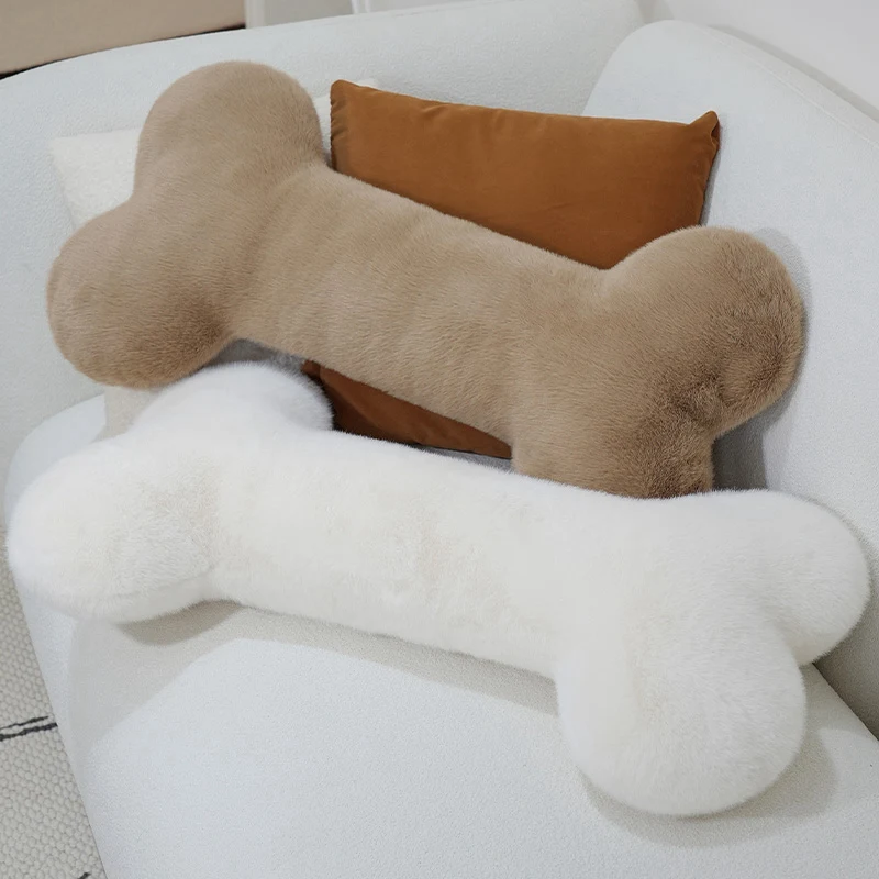 Kawaii a forma di osso peluche cuscino bambola di pezza ciondolo morbido osso lungo pisolino supporto per la testa cuscino per dormire decorazioni