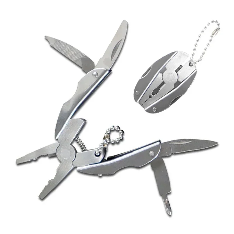 1pc Portable Multifunction Foldable Pliers Mini Stainless Steel Folding Knife Pliers Keychain Camping EDC Tools Travel Kits