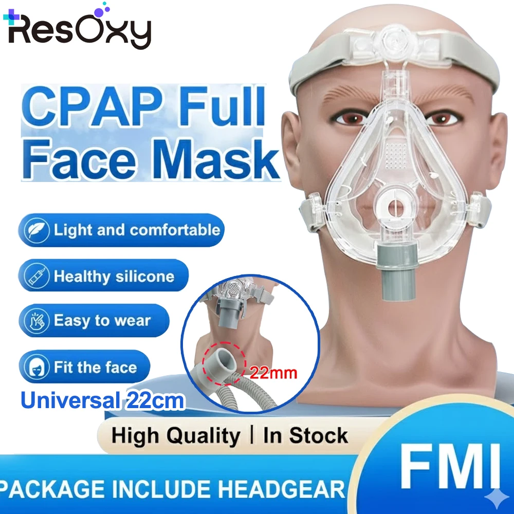 レソキシーcpapフルフェイスマスク-いびき防止-睡眠時無呼吸症候群用-医療用シリコン製フルフェイスマスク-ヘッドギア付き-自動bipap-cpapに最適