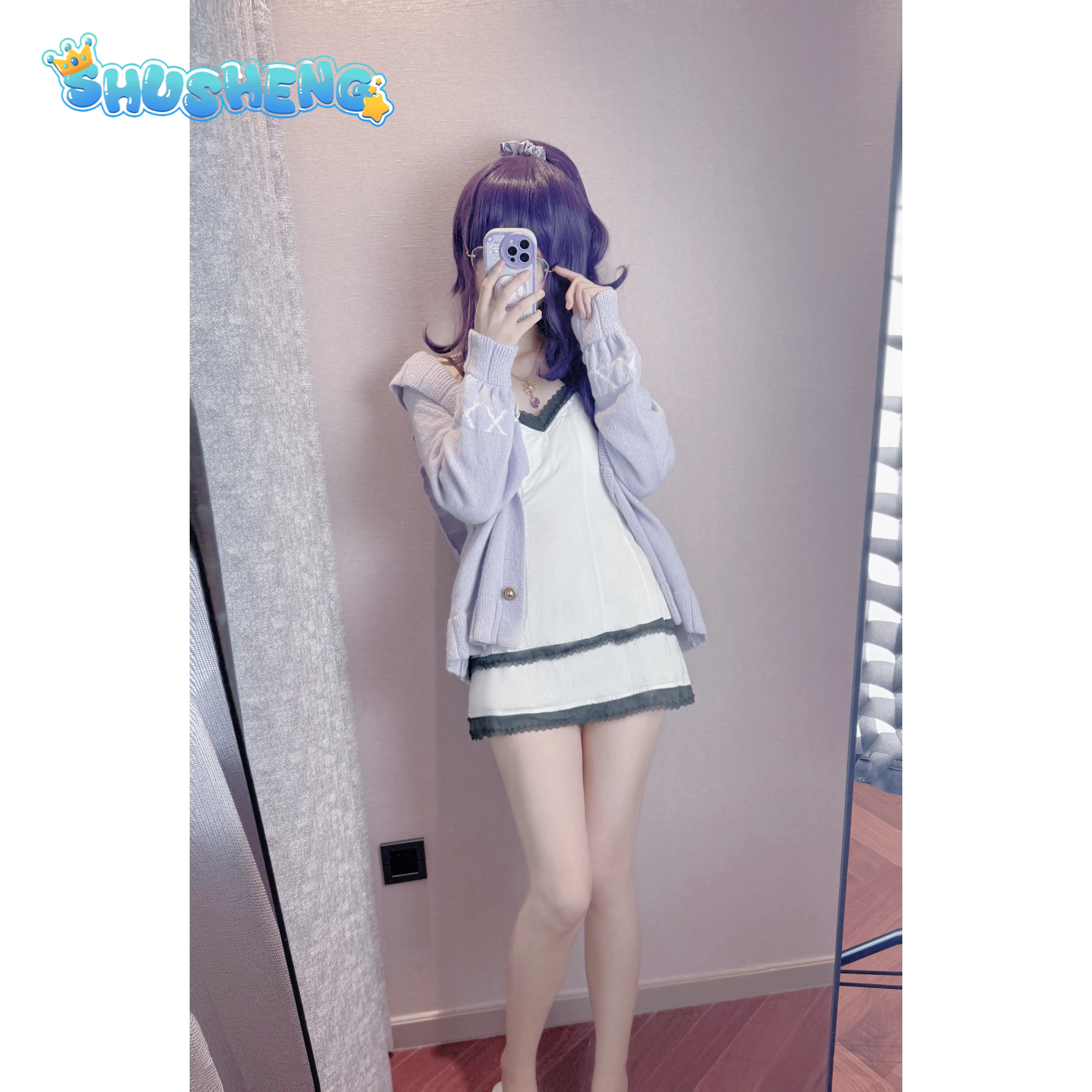 Disfraz de Cosplay de Anime Project Sekai Asahina Mafuyu PJSK para Mujer, Pijama Diario de Halloween, Ropa de Casa, Vestido Cómodo de Algodón