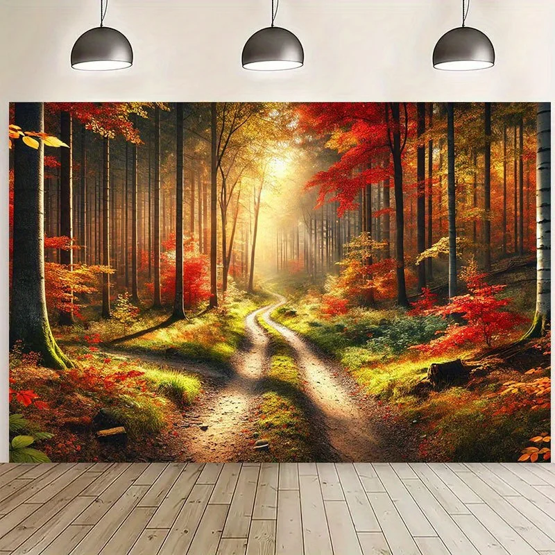 Décoration murale 2D, 1 pièce - Sentier forestier d'automne, idéale pour les fêtes, mariages, anniversaires et la décoration intérieure, pleine de vitalité