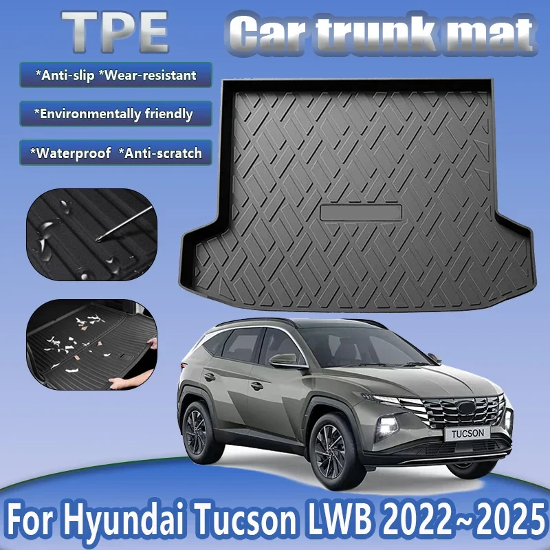 

TPE Car Trunk Mat For Hyundai Tucson LWB NX4 MK4 N-Line 2022 2023 2024 2025 Anti-scratch Trunk Storage Pad Car Accessories Tools