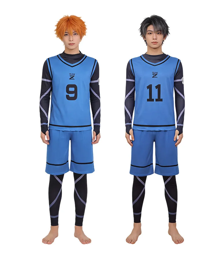 

Blue Lock Bachira Meguru & Nagi Seishiro Cosplay Costume, Blue Black Football Jersey, Unisex Halloween Christmas Party Outfit