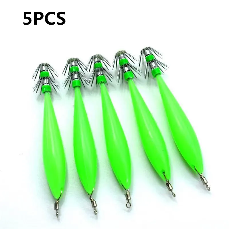 5 Sets Leuchtende Fluoreszierende Tintenfischhaken, Angelhaken, Köderhaken, Tintenfischhaken, Lockköder, Angelzubehör – Detail 7