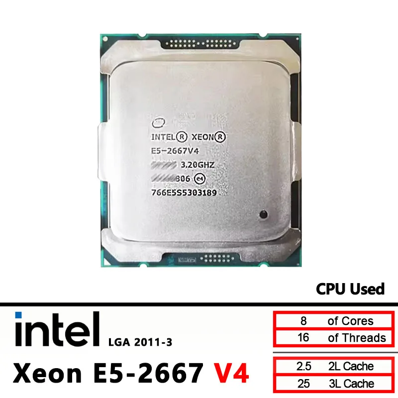 

Intel Xeon E5 2667 V4 Б/у 2667V4 3,2 ГГц 8-ядерный 16-поточный процессор L3 = 25M 135 Вт LGA 2011-3 ﻿