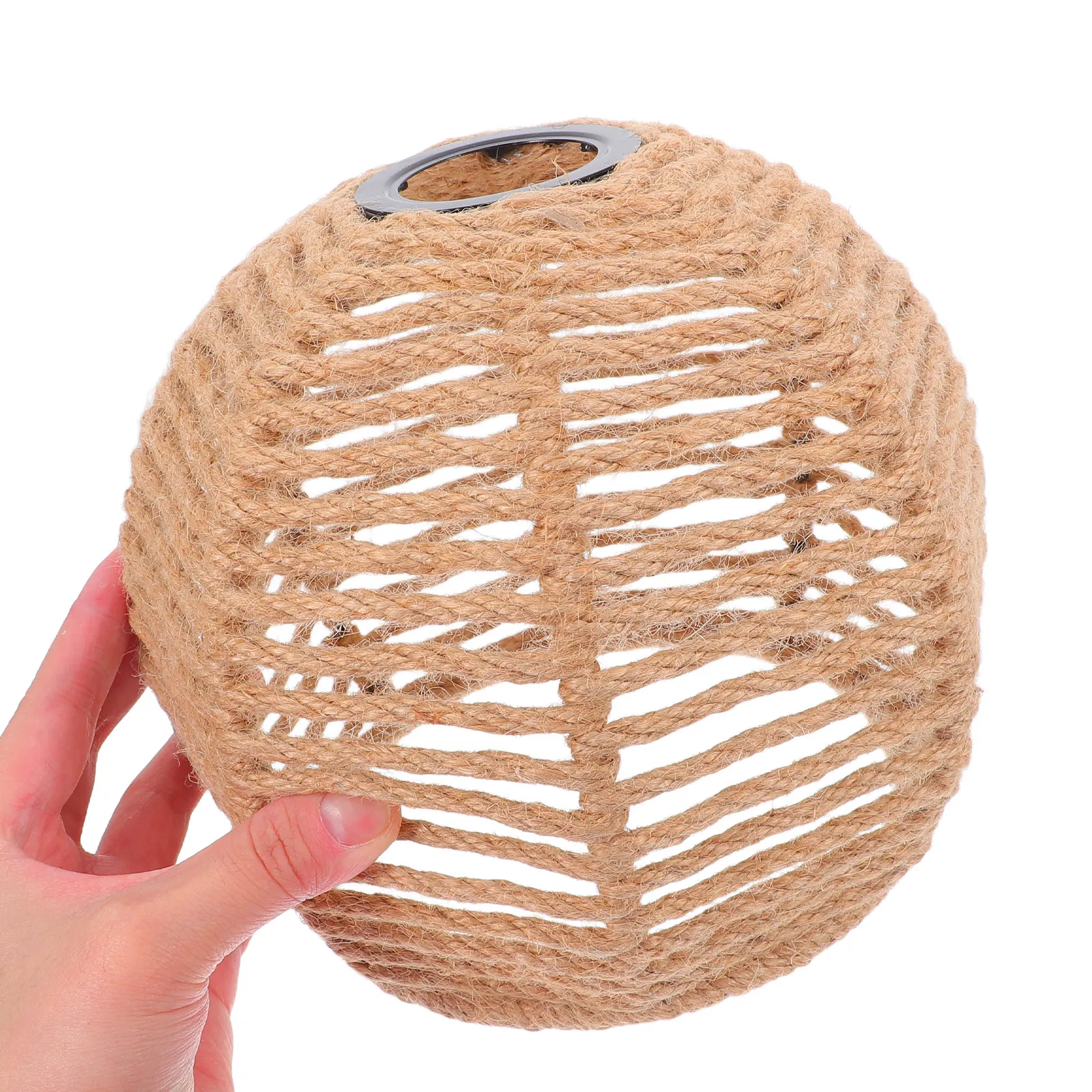 Rustic Vintage Iron Lampshade Handwoven Jute Rope Pendant Light Shade for Living Room Bedroom Kitchen Restaurant Ceiling Light