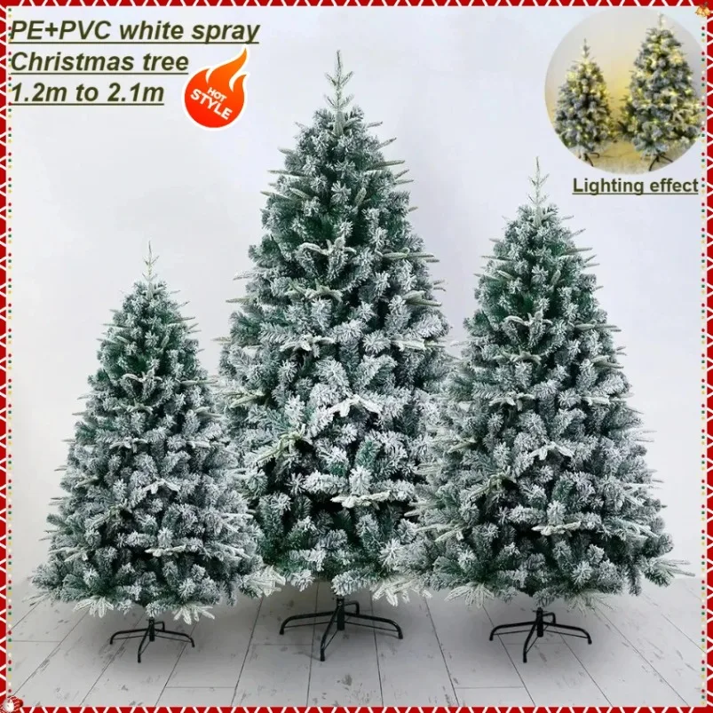 

Simulation Christmas Tree PE&PVC Material Snow Spray Fusing Christmas Tree 120cm to 210cm Family Christmas Atmosphere Decoration