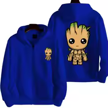 Men I Am Groot Cartoon Zipper Hoodie