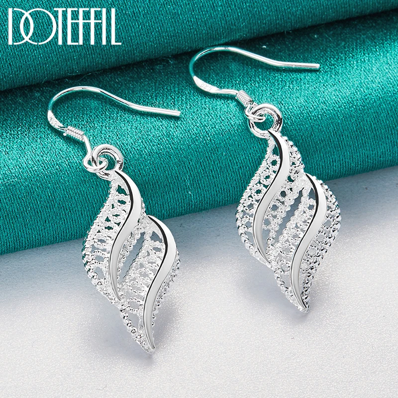 Doteffil 925 Sterling Zilveren Bladeren Leaf Drop Earring Voor Vrouw Lady Wedding Engagement Party Mode-sieraden