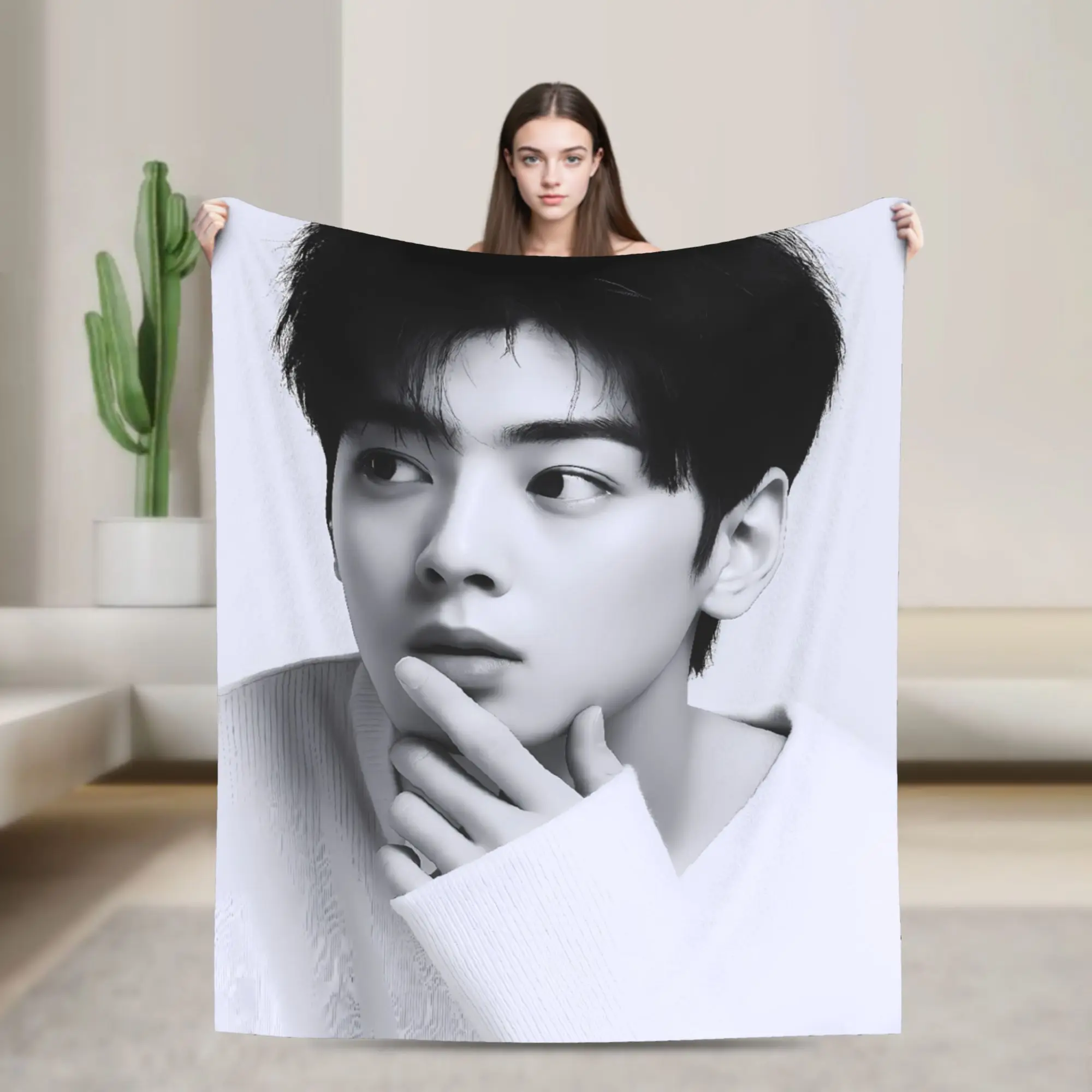 تشا EunWoo بطانية دافئة لينة الجمالية أفخم رمي بطانية للطلاب غرفة المعيشة الفانيلا المفرش غطاء السرير