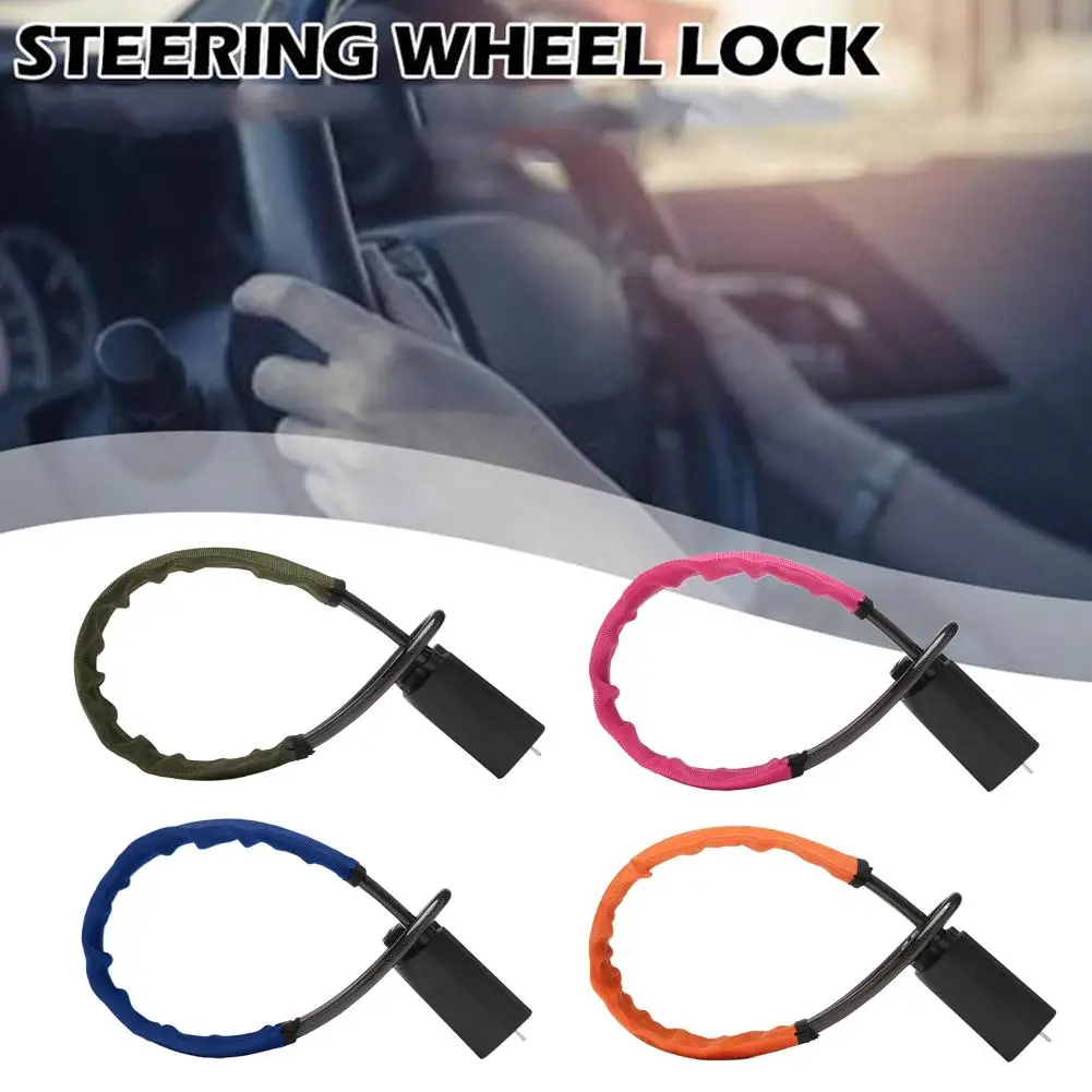 

Highly Resistant to Cutting or Tampering Lock Car Steering Wheel Lock Vehicle Protection Sturdy Braided Steel Construction Lock
