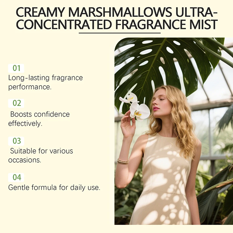 Creamy Marshmallow Perfume Mist,Sweet Warm Gourmet Scent,Ultra-Concentrated Raspberry,Caramel/Vanilla Women Fragrance Spray