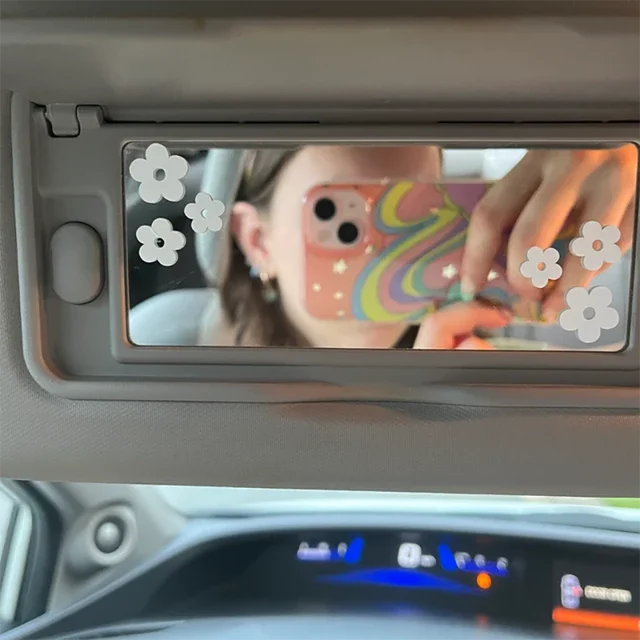 Samochodowe lusterko wsteczne Naklejki kwiatowe Śliczne akcesoria dekoracyjne Winylowa naklejka na lusterko Telefon Laptop Holograficzne naklejki samochodowe