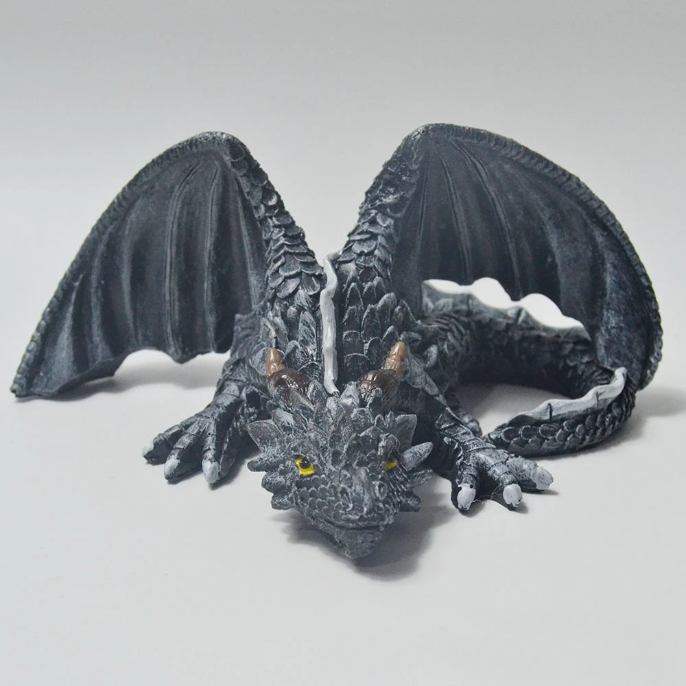 Gothic Dragon Sculpture Large Crouching Resin Dragon Statue for Home Decor Dark Fantasy Collectible with Hand-Painted Details - Image 2