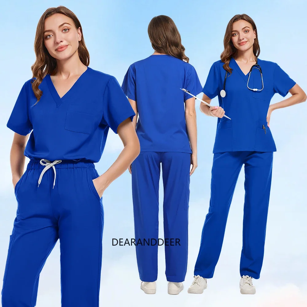 Unisex nurse suit dental clinic beauty salon nursing work clothes hospital doctor solid color matte medical clinical uniform