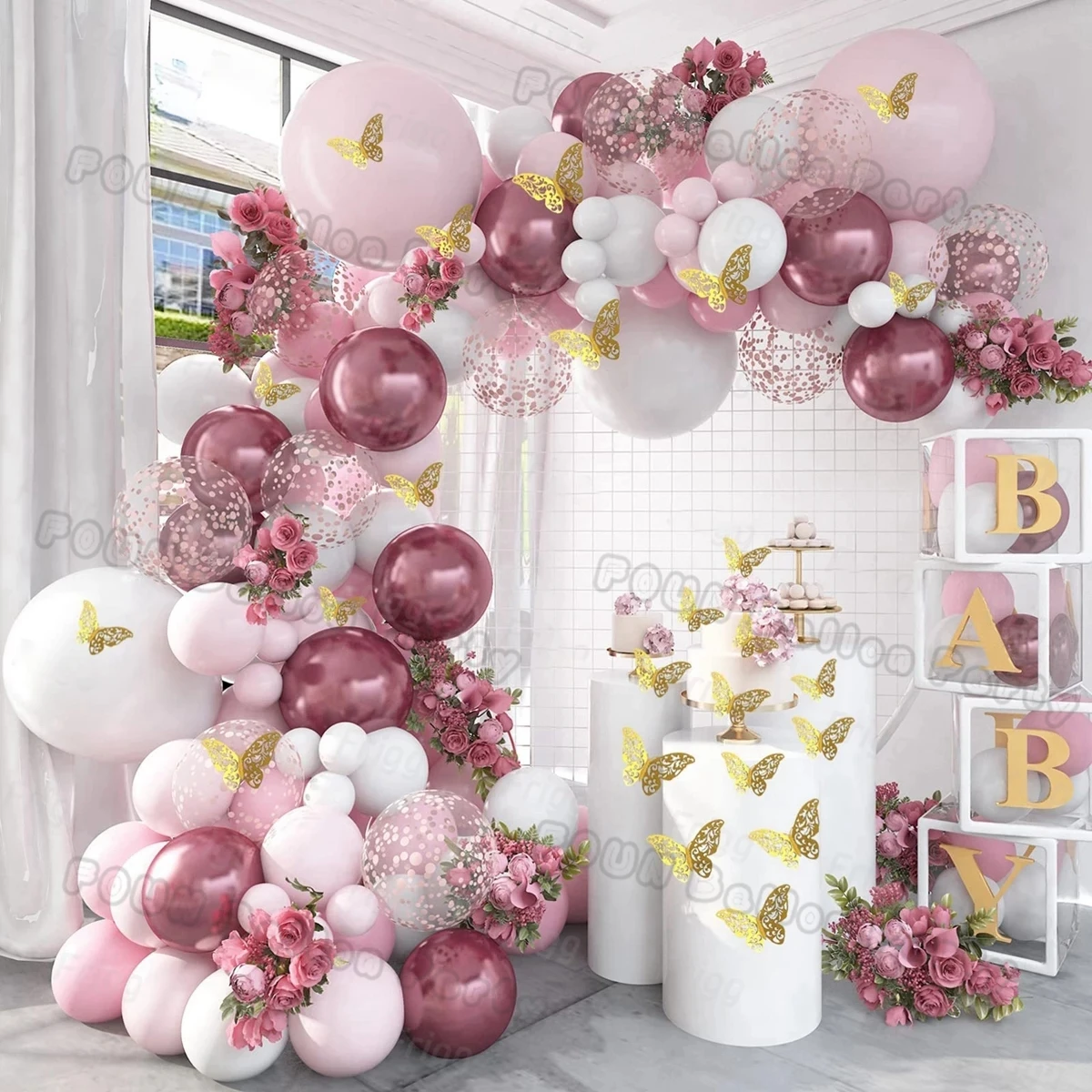 Wedding Decoration Pink Balloons Garland Arch Set Pink Confetti Birthday Party Baby Shower Bridal Anniversary valentine Party