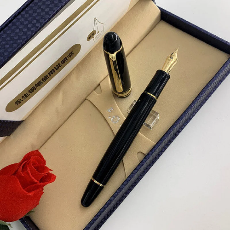 

A+ Wingsung 628 Torpedo Resin Fountain Pen #26 14K Gold Nib EF/F Black/White W/Box