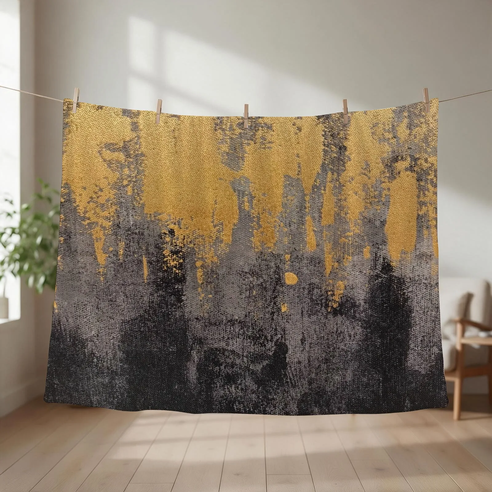 Black and gold pattern Throw Blanket