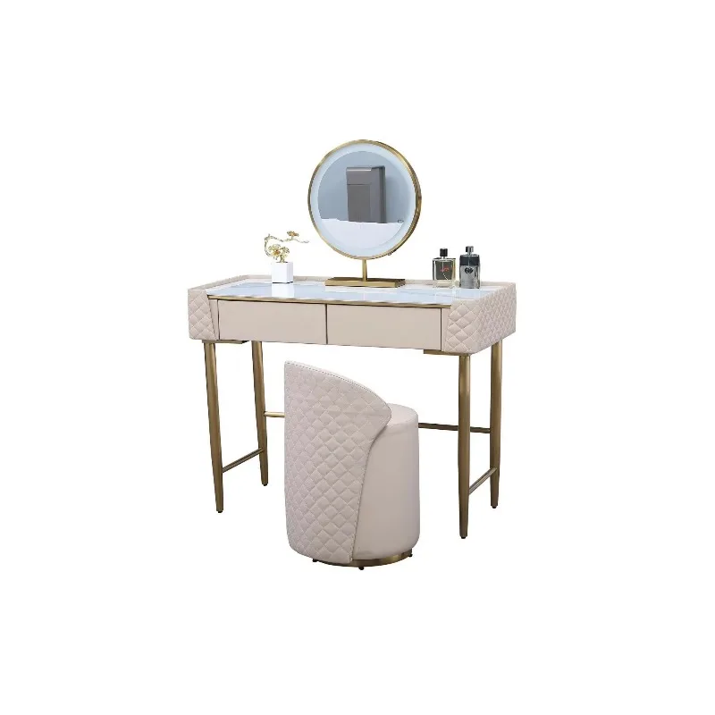 Modern foldable mirror dressing table measuring 120x40x75 cm with LED illuminated mirror and 2 drawers