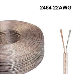 2464 Transparent Round 2 Core pin Electrical Wire Cable 22AWG 3A Clear Tinned Copper Bar DC powr supply led Lighting Lamp s1