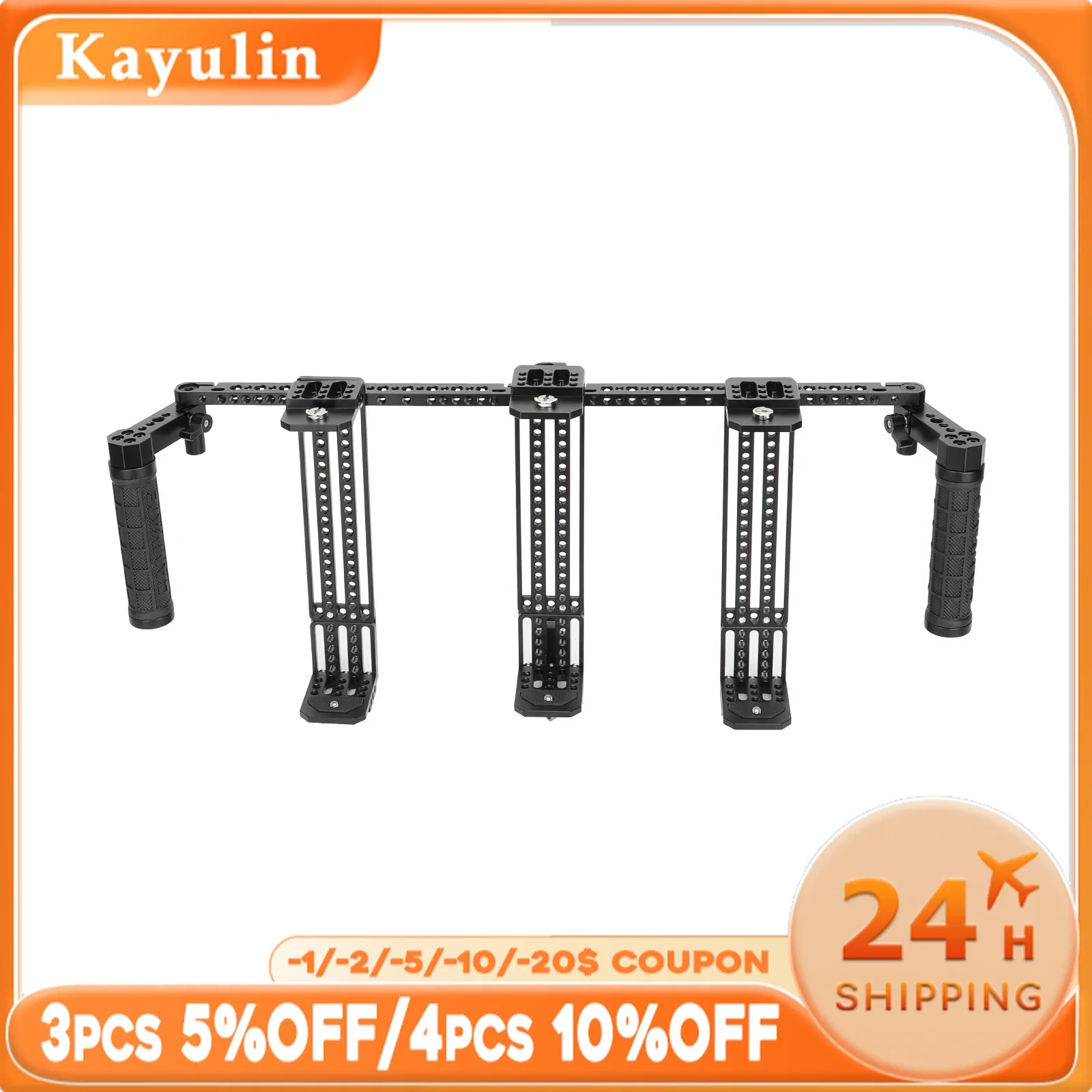 Kayulin Monitor Cage with Triple Adjustable Monitor Mount And Dual Rubber Handgrips For 5-8inch LCD Scree Director's Cage