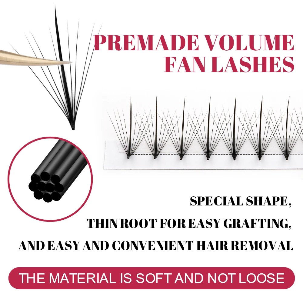 Fadvan 9D Premade Wispy Fan Lashes Sharp Stem Soft Russia Volume Fans Eyelash Extension Individual Sandwich Faux Mink Eyelashes