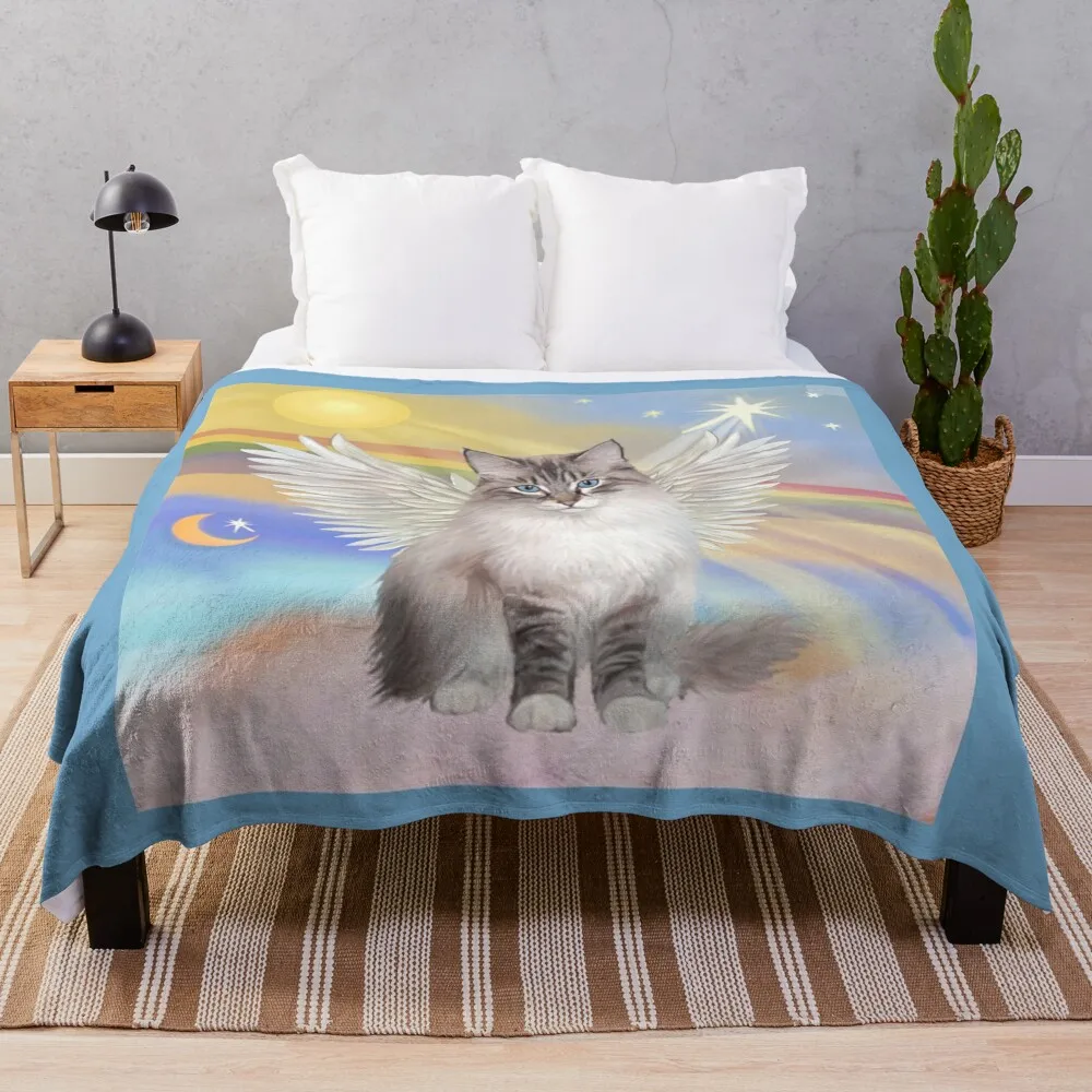 Heavens Clouds - Ragdoll Cat (Lynx Colorpoint Mitted) Throw Blanket halloween Thin Hair Flannel Blankets