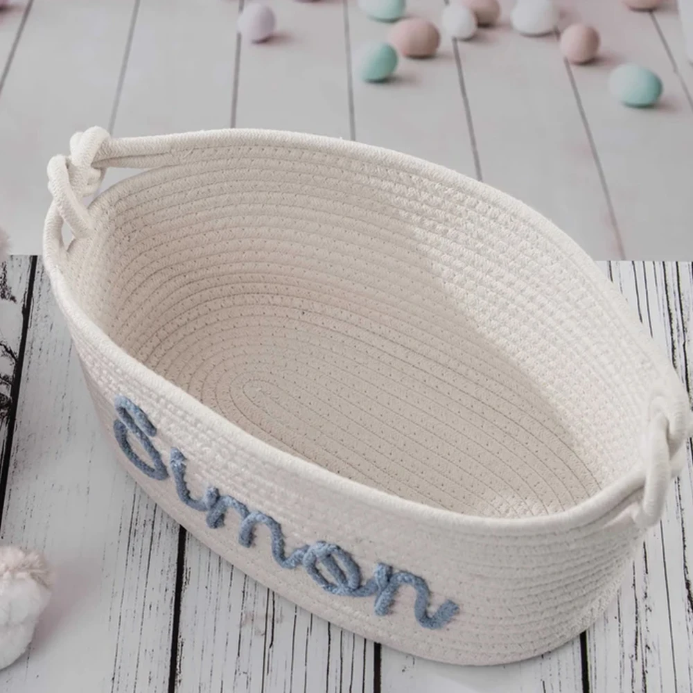 Mir de rangement fait à la main avec nom personnalisé pour bébé, joli cadeau de naissance, tissage de fil de coton pour enfants, nouveau