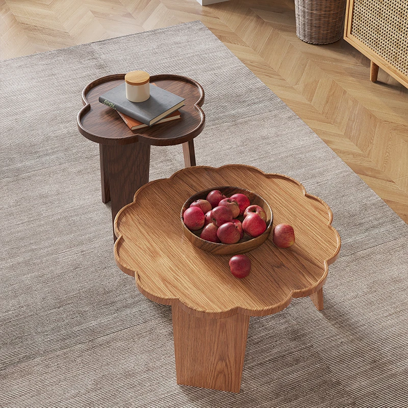 Japanese-Style Solid Wood Cloud Coffee Table Living Room Home Small Apartment Sofa Side Table Combination Table Minimalist round