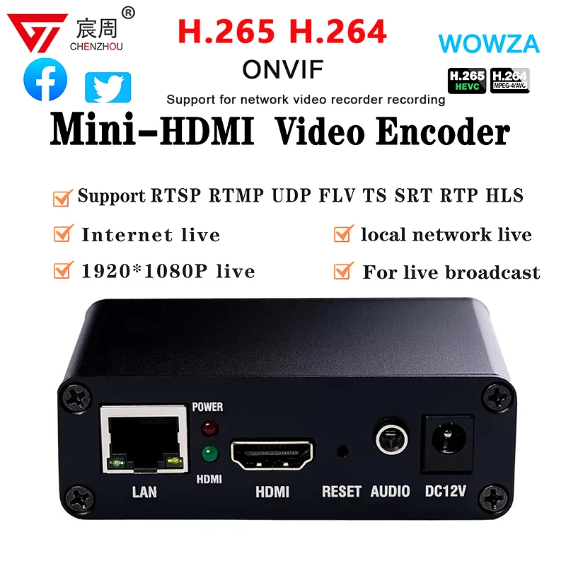 ONVIF Mini Video Streaming IPTV HD HDMI-compatible H265 H264 Wowza Facebook Youtube SRT HLS RTSP UDP RTMP HTTP OBS VMIX Encoder