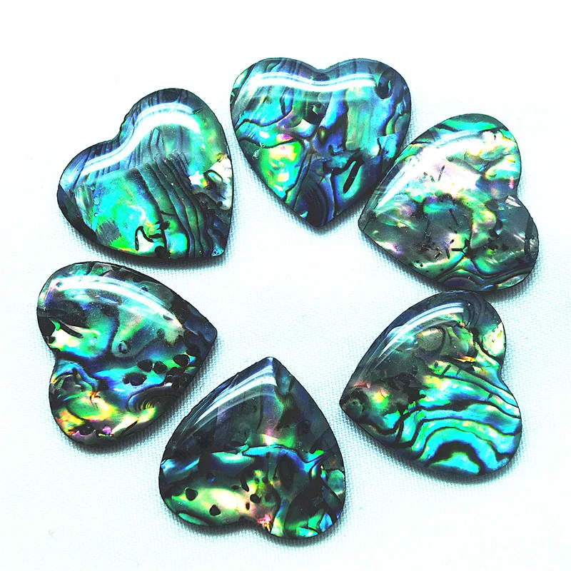 7PCS Natural Abalone Shell Paper Mother Of Pearl Cabochons Heart Shape 20MM DIY JEWELRY FINDINGS