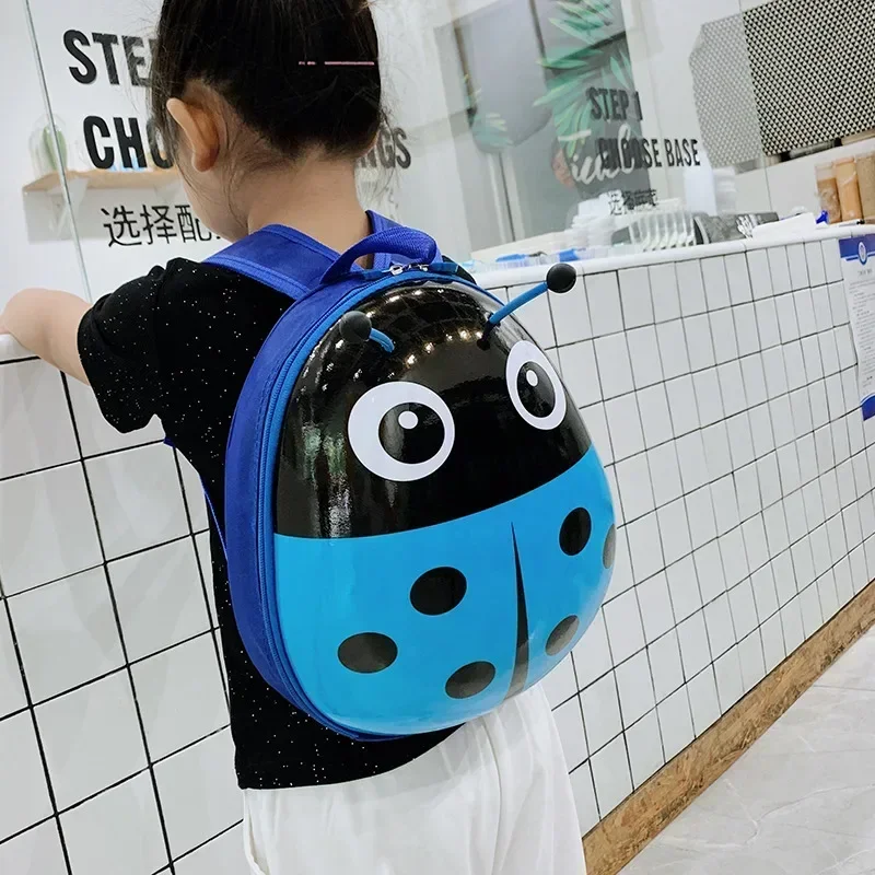 2024 New Eggshell Children\'s Bag Foreign Style Ladybug Pattern Kindergarten Boys and Girls Students Class Backpack Schoolbag