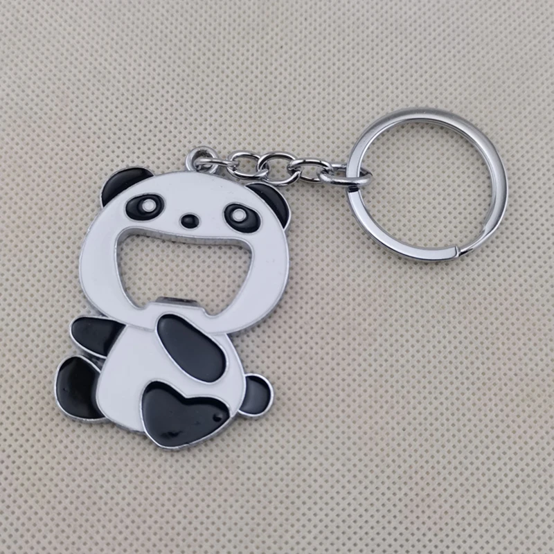 LLavero de Panda con forma de Animal, minillavero de Metal, abridor de botellas de cerveza, novedad