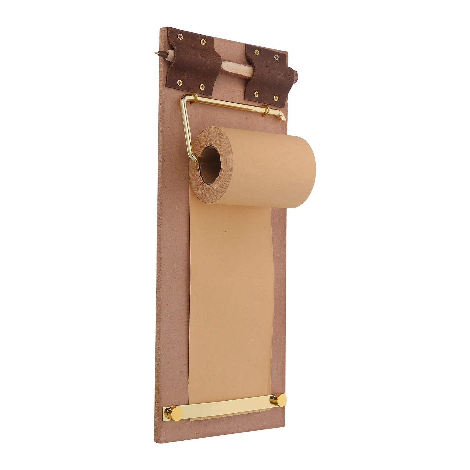 

1Set Vintage Wall Mounted Notepad Holder Rustic Memo Note Board Paper Roll Dispenser Wooden Pen Kitchen Office to Do List Roll