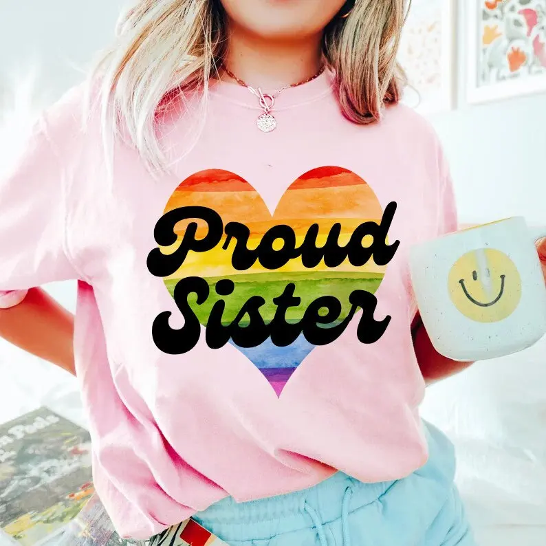 Proud Sister shirt lgbtq pride retro sibling gay ally trans