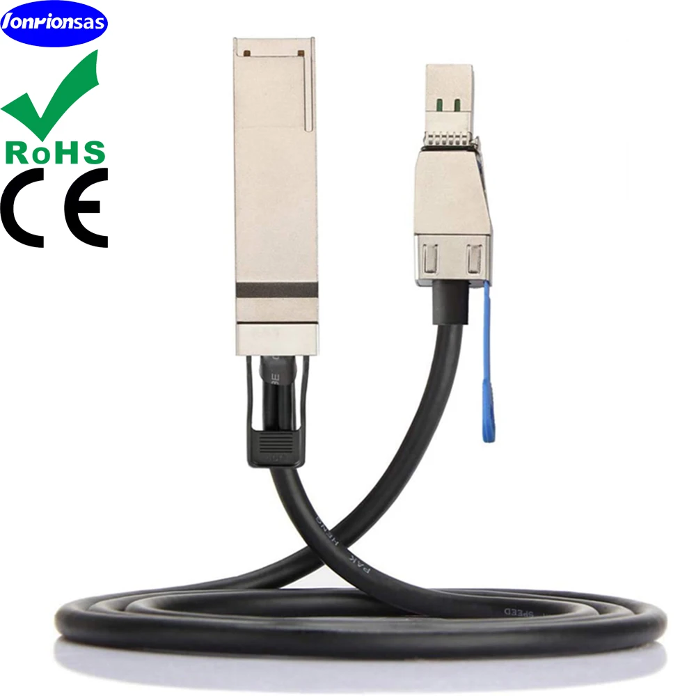 Imagem -04 - Lonrionsas-mini Sas Externo hd Sff8644 a Qsfp Sff9436 Cabo Híbrido Sas 30awg 100 Ohms