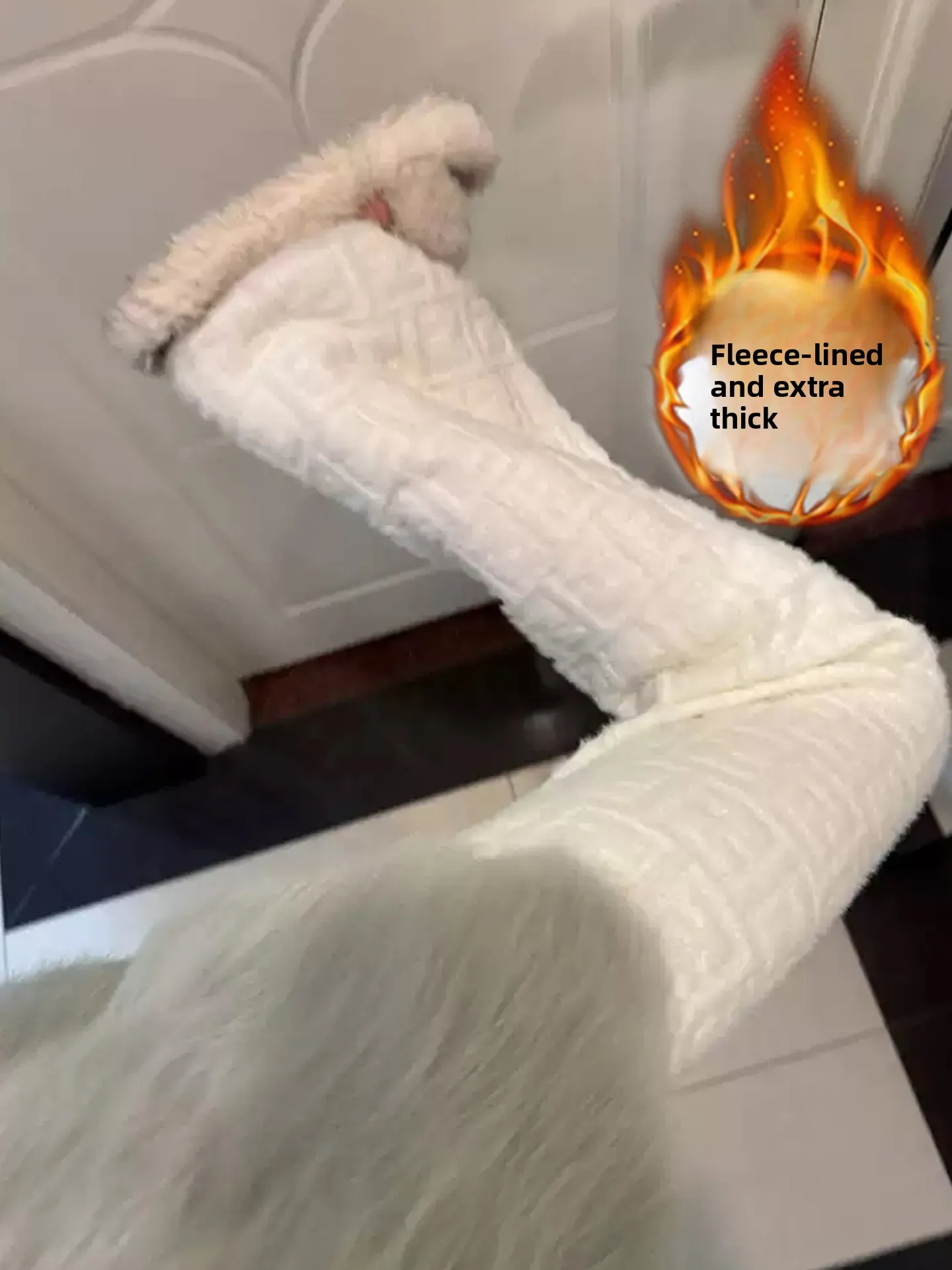 Pantaloni a gamba larga lavorati a maglia a vita alta da donna Autunno Inverno New Sle Loose Fit Pantaloni casual morbidi Nappa Dettaglio Fce Foderato