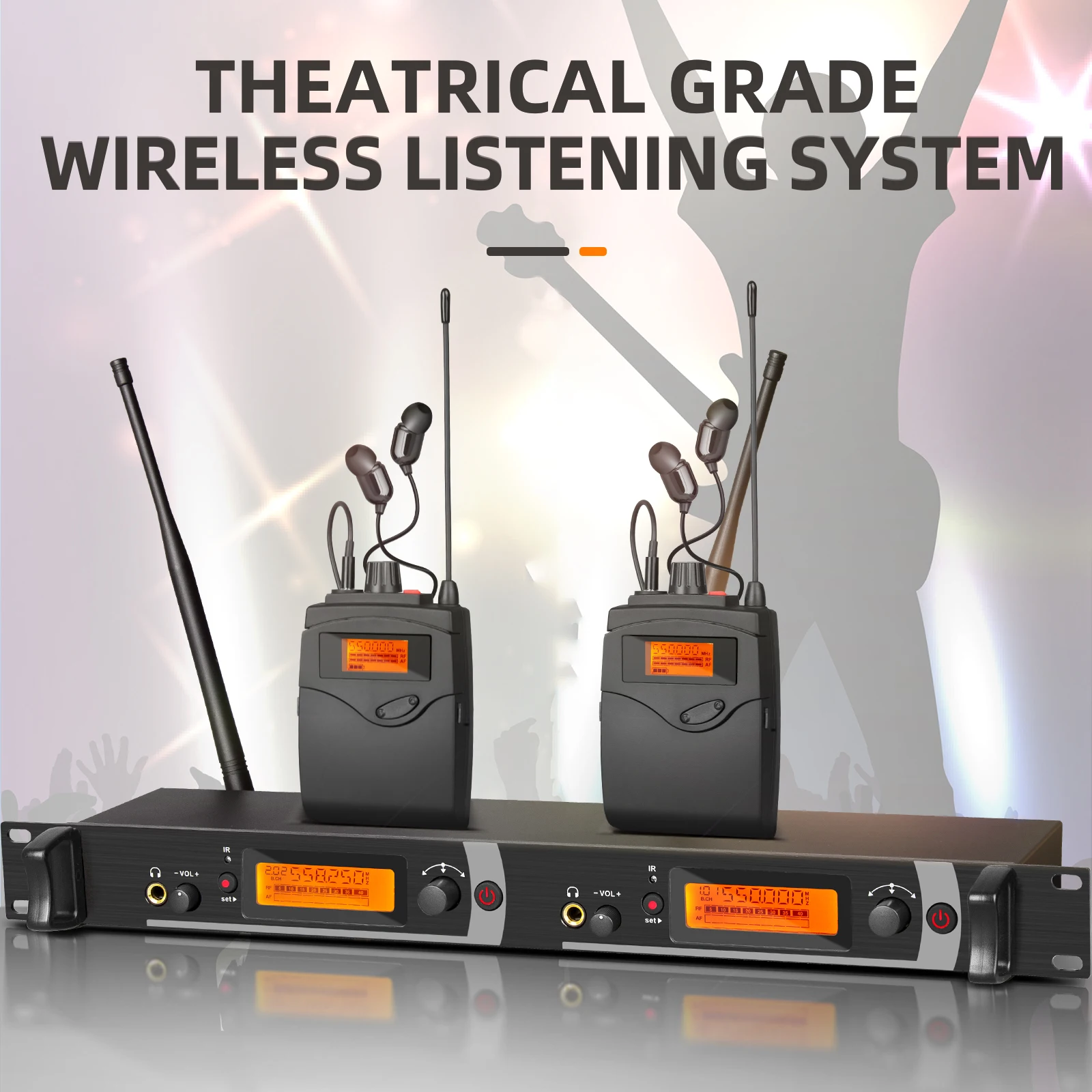 FLALWREO TX4 Wireless Ear Monitor System 2Channel Bodypack Monitor with in Earphone Wireless Type Used for Stage or Studio - Detail 1