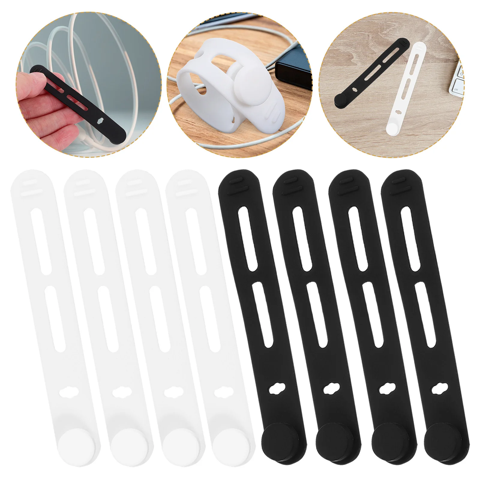 40 قطعة منظمات الكابلات السيليكون ربطات الحبل القابلة لإعادة الاستخدام لمكتب إدارة الكبلات حزام سلك التعادل الحبل التفاف الربط الأشرطة #4