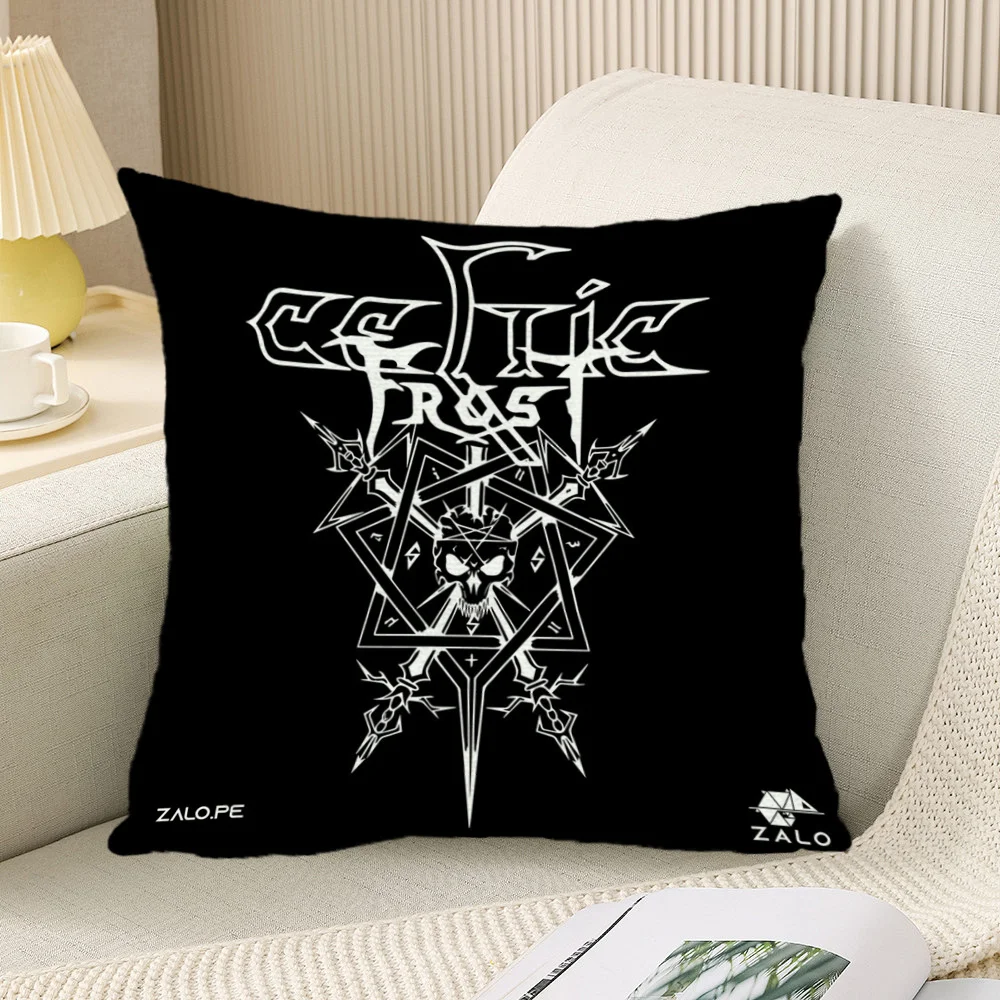 Customize 1pc Celtic-FrostS Band Print Decorative Square Pillowcase Cushion Cover Double-sided Printed 18x18 Inch, Suitable for