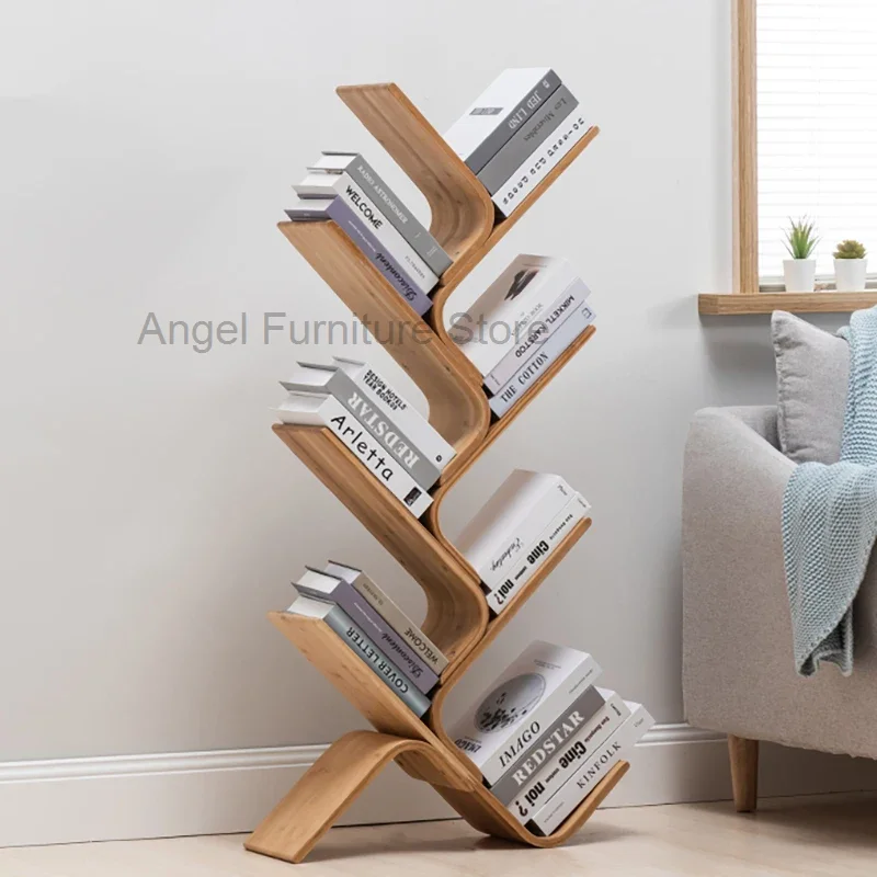 Filing Curved Bookshelf Wooden Decor Corner Industrial Bookshelf Minimalist Bedroom Estante Para Livros Furniture Livingroom