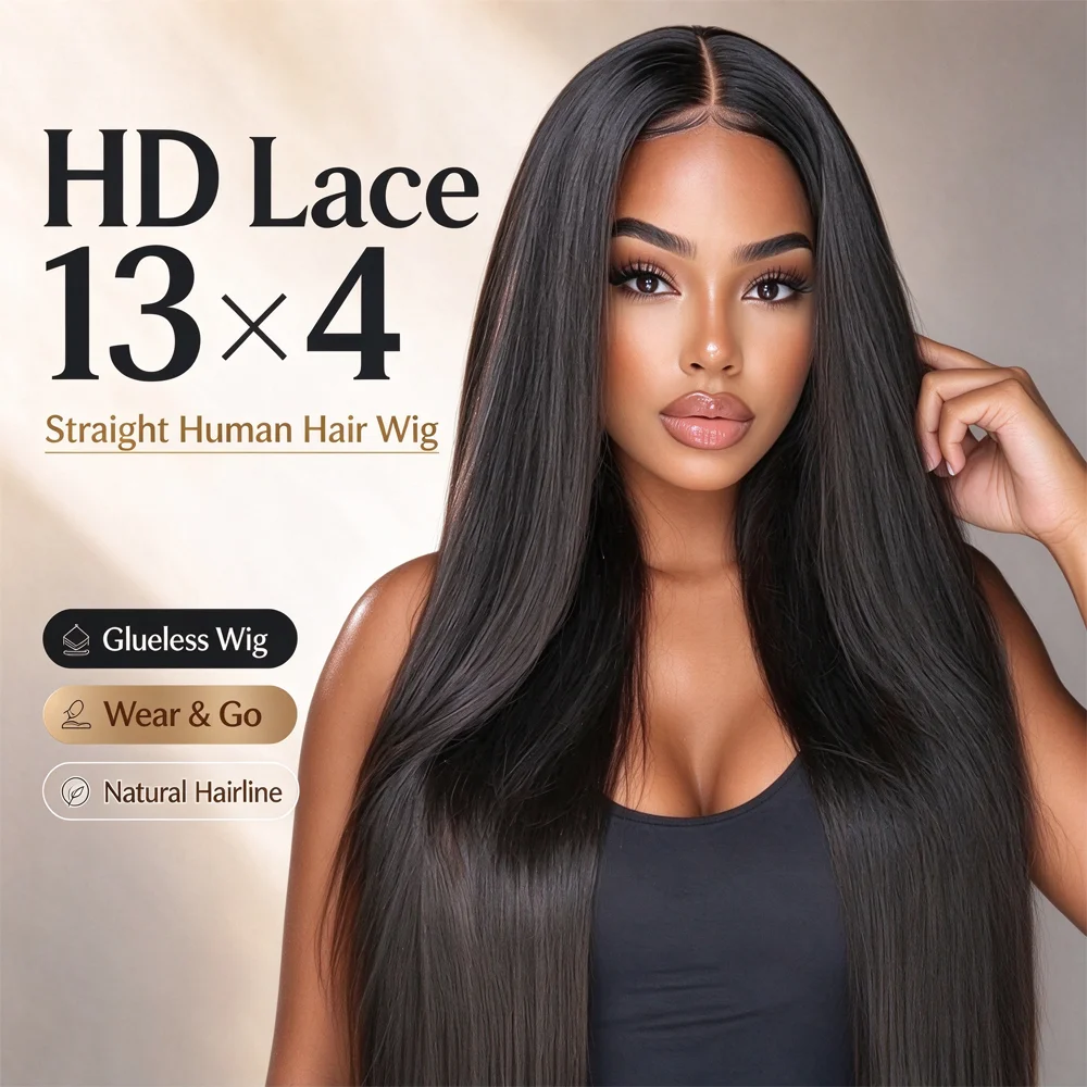 Natural Color 13x6 HD Lace Front Human Hair Wigs Glueless 5x5 HD Lace Closure Wig Go Ready To Wear Straight Human Hair Wigs For Women